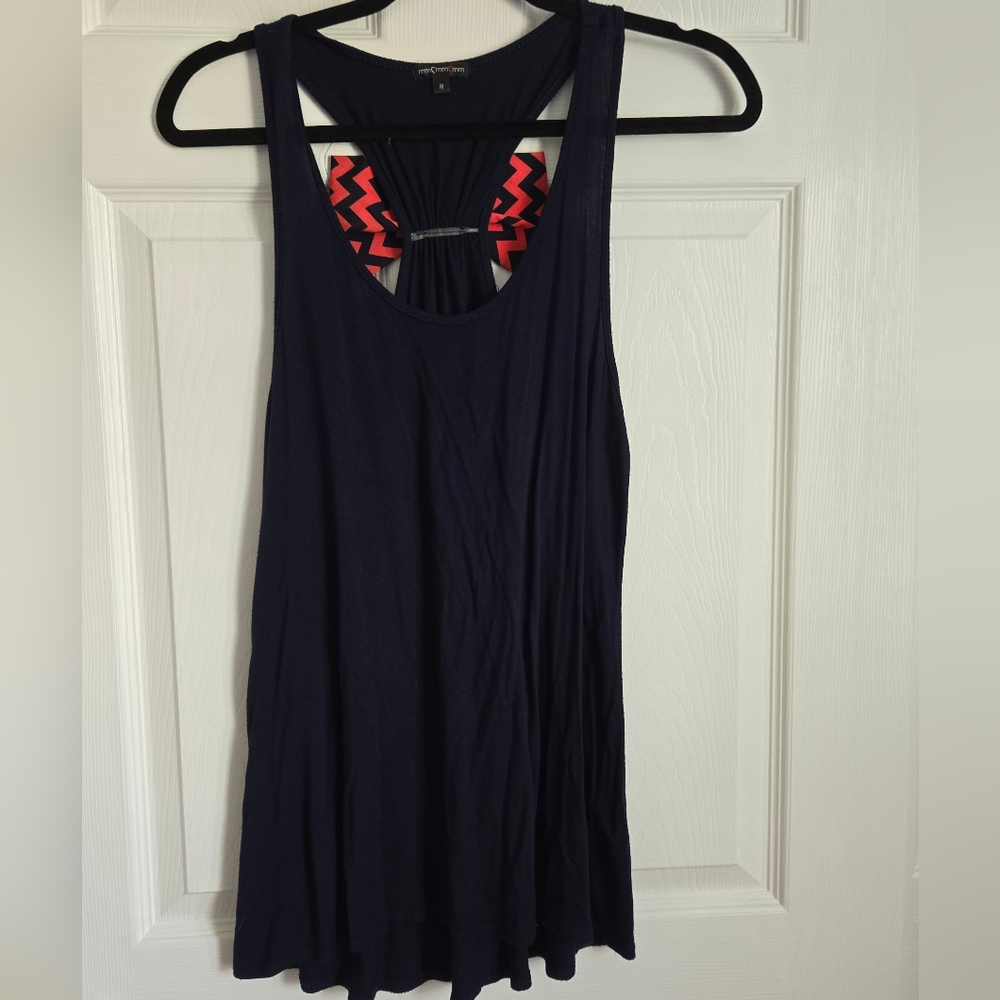 Navy Tank Top with Red Chevron Back